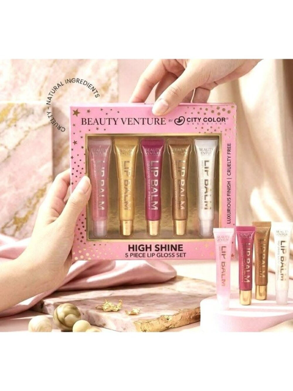 Beauty Venture High Shine 5-Piece Lip Gloss Set Assorted Colors